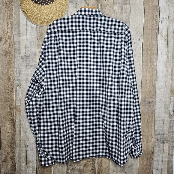 Lacoste Button Up Long Sleeve Gingham Classic Fit Poplin Shirt Sze 44 Blue White - Picture 5 of 10